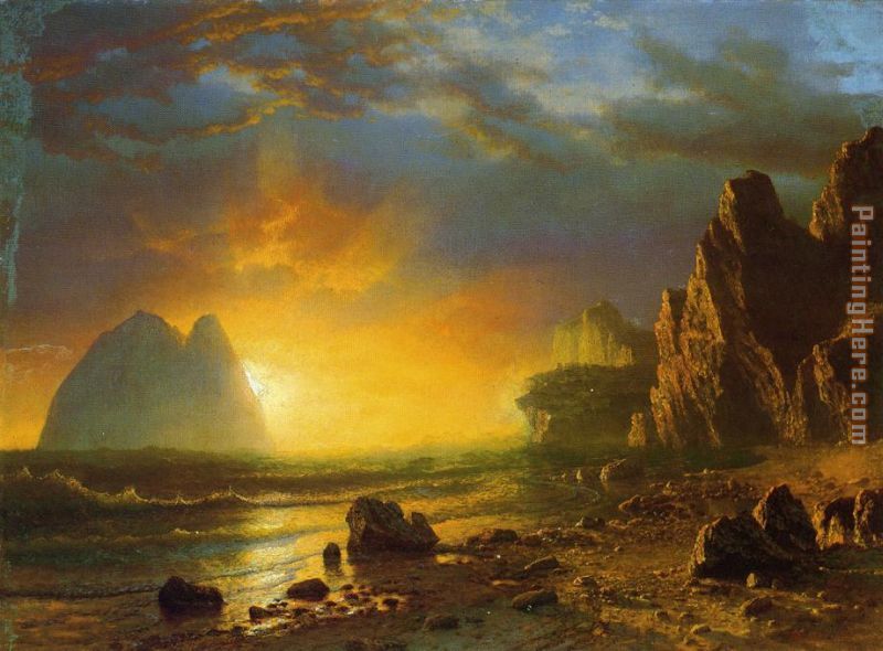 Sunset on the Coast painting - Albert Bierstadt Sunset on the Coast art painting